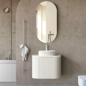 OTTI - BONDI Satin White Fluted Curved Vanity 600x460x470