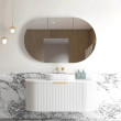 OTTI - BONDI Satin White Fluted Curved Vanity 1200x460x450