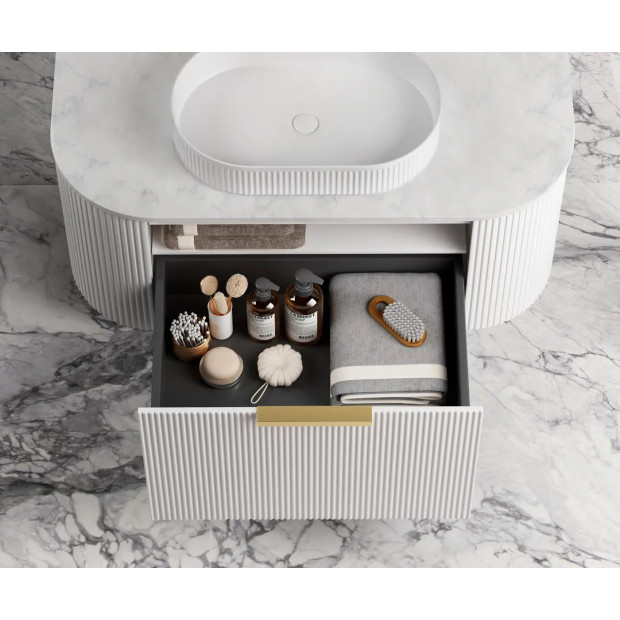 OTTI - BONDI Satin White Fluted Curved Vanity 1200x460x450