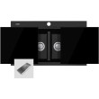 OLIVERI - SANTORINI Black Double Bowl Topmount Sink With Glass Top