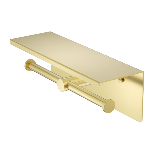 Nr1986ebg Mecca Double Toilet Roll Holder With Shelf Brushed Gold Image 1.png